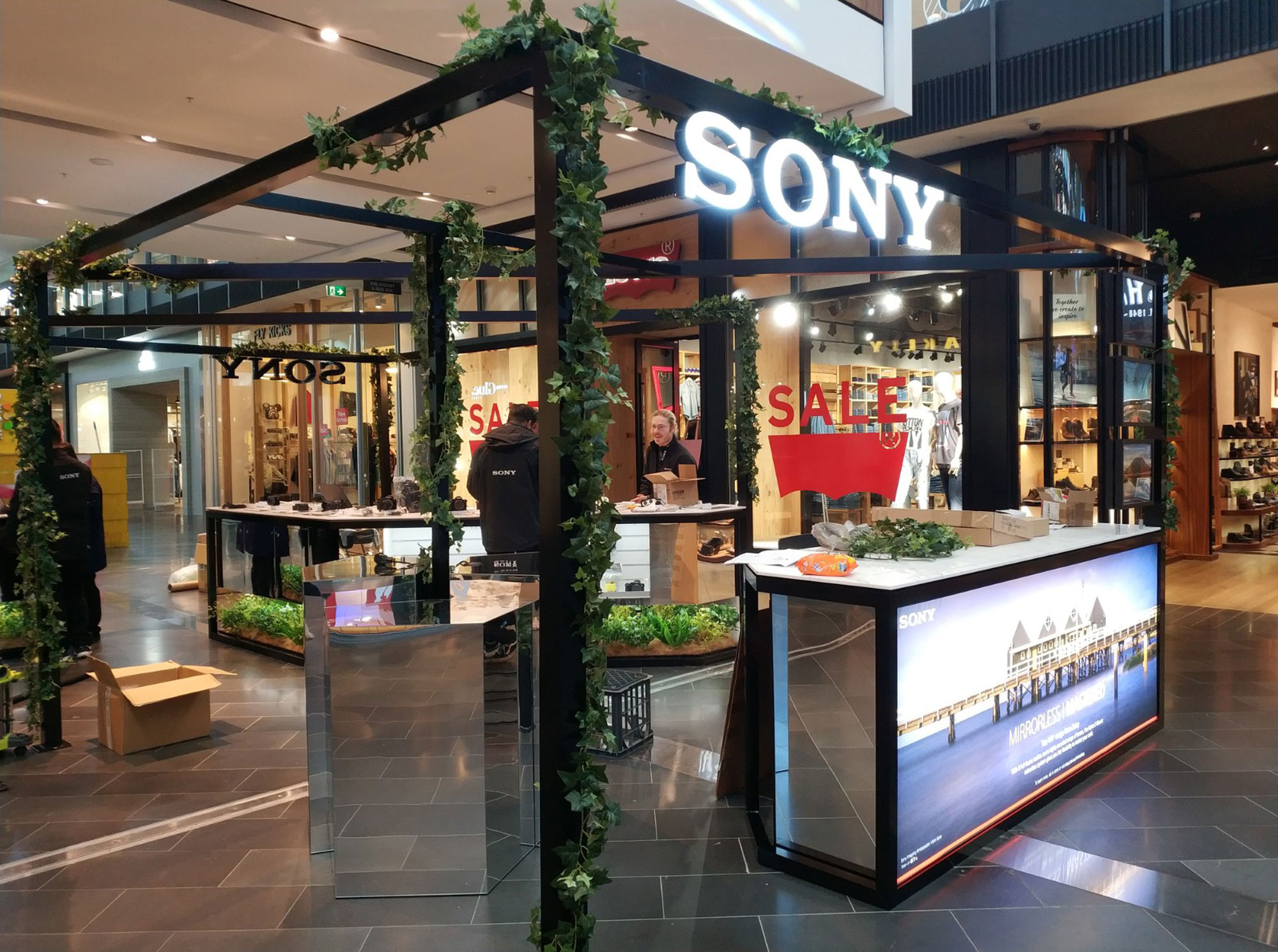 Sony Retail pop up kiosk Westfield